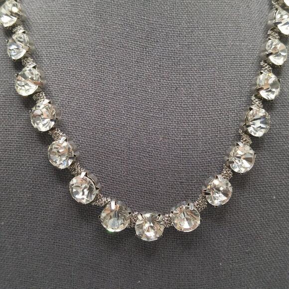 Chico’s Clear Rhinestone Necklace Silver Tone 24" Large Prong Set Stones - Picture 7 of 11